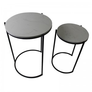 Modern Luxury Small Marble Top Round Side End coffee Table Set