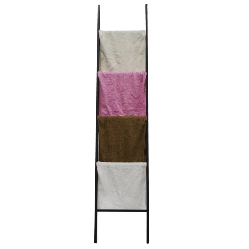 4-Foot Wall-Leaning Black Metal Bathroom Ladder Towel Rack Featured Image