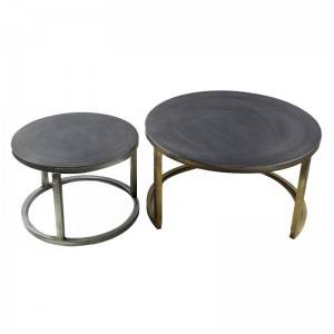 Home Furniture Iron Painting Legs Round Tea Table Cement Top Living Room Coffee Table