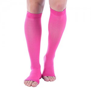 Open Toe Socks–1 Pair Compression Socks Women & Men 20-30mmHg Support Stockings Travel DVT Shin Splints Varicose Veins Legging Medical Grade Nurses