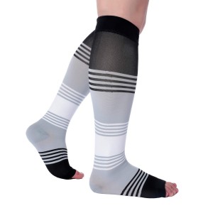 Compression Stockings, Medical Grade Firm Support 20-30mmHg, Unisex, Open Toe Knee High Compression Socks for Varicose Veins, Edema, Shin Splints, Nursing, Travel