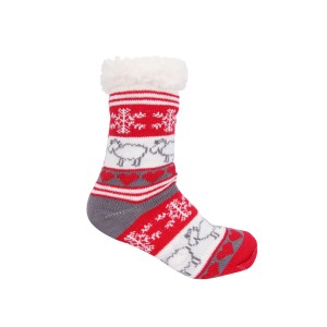 Fancy Christmas Socks Printed Fun Colorful Festive, Crew Knee Cozy Socks Holiday Design Soft Slipper Socks Reindeer Home floor Socks Winter Warm Cozy Fuzzy lined Socks