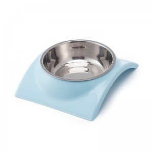 Stainless Steel Premium Dog Cat Bowls b'Każ tal-Pjanċa tal-plastik