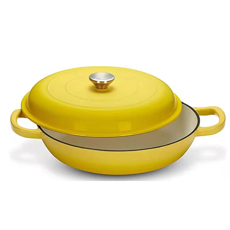 4 Quart Yellow Casserole Dish with Lid – Enameled Porcelain Coated Cast Iron Cookware Used as Braising Pan, Baking Pan, Saucepan, Frying Pan, and More – 4 Quart Capacity, 12 Inches