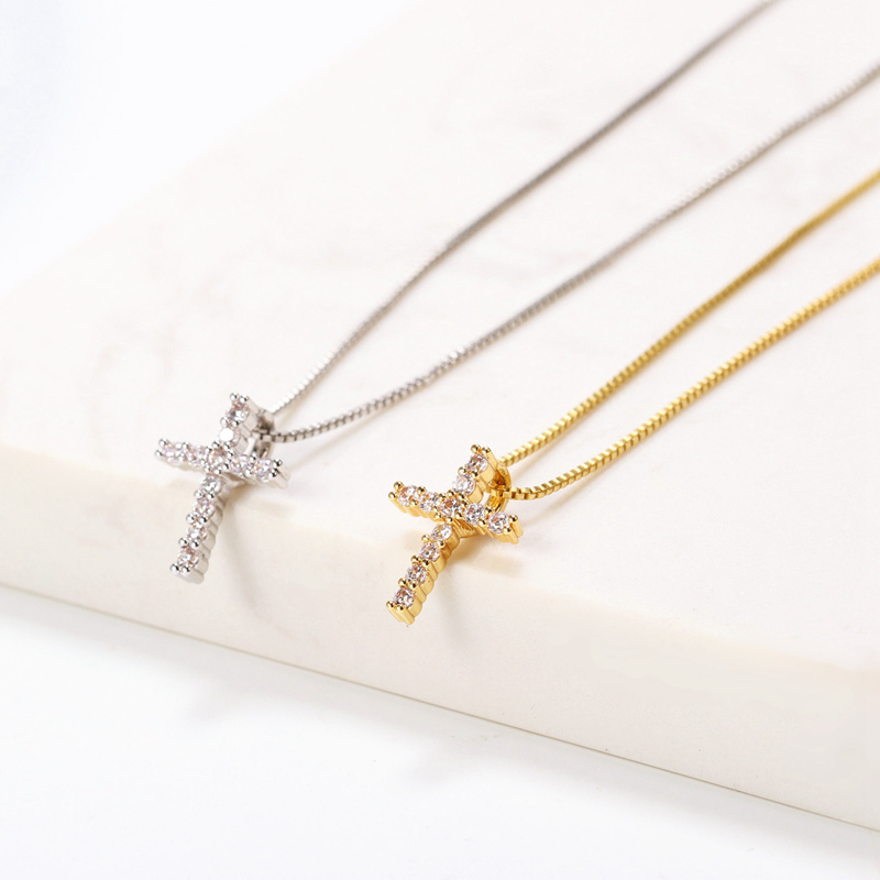 FOXI iced out gold ankh cross pendant necklace Wholesale Pendant small cross necklace small baby jewelry
