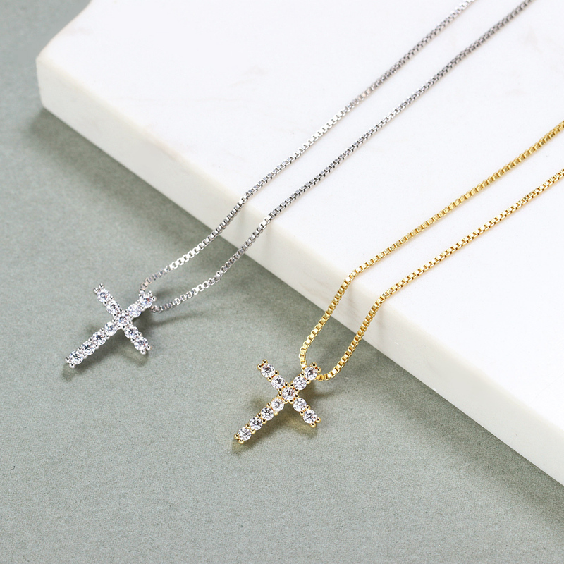 FOXI iced out gold ankh cross pendant necklace Wholesale Pendant small cross necklace small baby jewelry