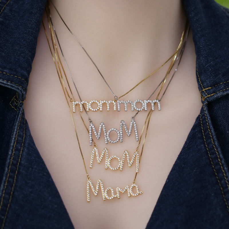 FOXI wholesale fashion gold rainbow Mama/MoM/mom necklaces box chain a perfect mother day jewelry gifts 2021