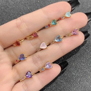 FOXI 2021 new trendy Thailand market multicolor diamond heart shaped hoop earrings for women