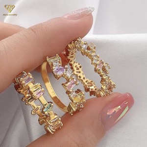 FOXI 18k gold plated crystal rings women jewelry smart ring