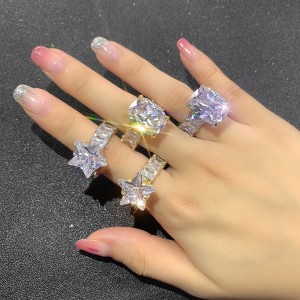 FOXI  Luxury Elegant Ring Diamond Big Tear Drop CZ Zircon Rings Jewelry Women