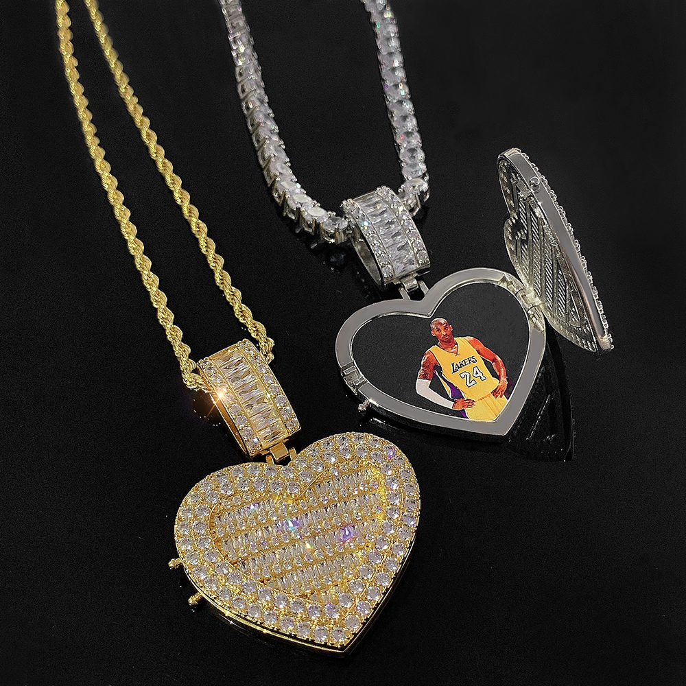 FOXI Fashion Gold Plated Charm Heart Pendant Kobe Necklaces With Tennis Chain
