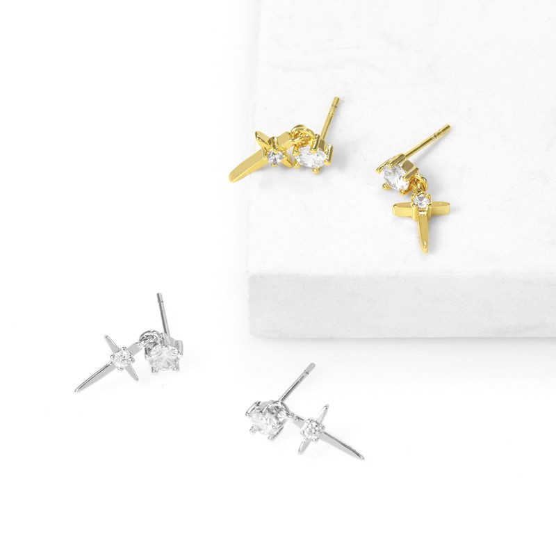FOXI jewelry 18k gold crystal korean stud earrings wholesale geometric statement earrings