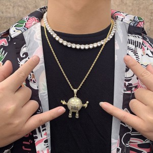 FOXI 2022 New Cute hip hop style cartoon modeling 925 sterling silver inlaid with high-quality mosan Diamond Men’s Pendant