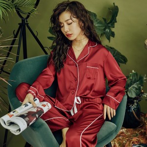 Silk home wear high-end long-sleeved casual fashion pajamas suit women