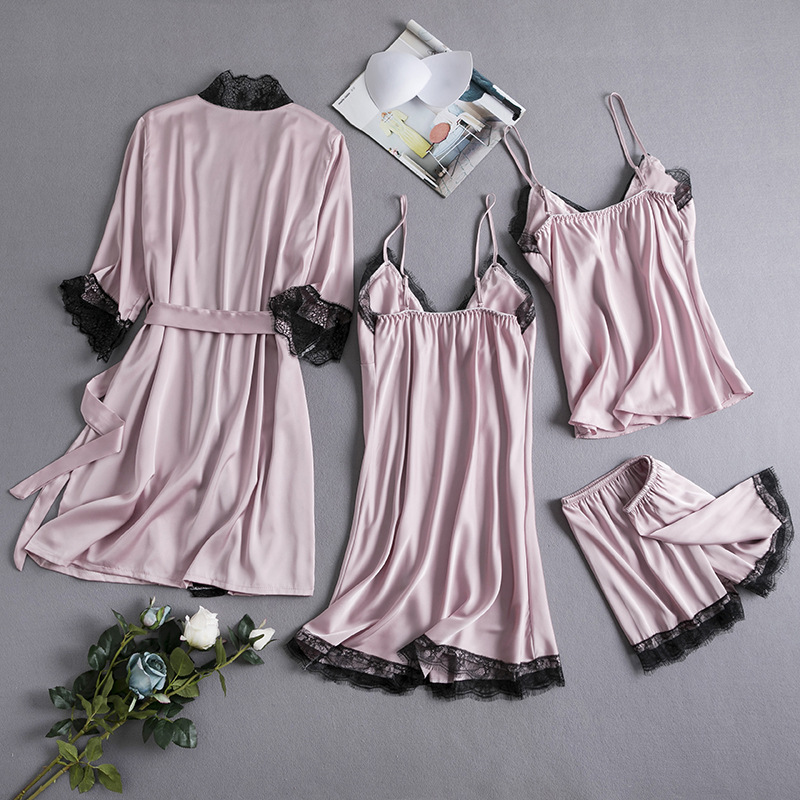 Youhottest-Silk-Pajamas-Sets-Women-Sexy-Robers-4-piece-S_002