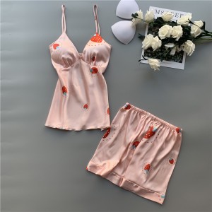 Youhottest Ladies Sleeveless Silk Pajamas Two Piece Set Women Sleepwear