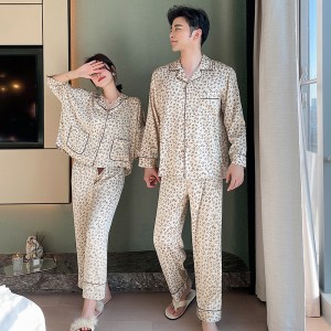 Seven-quarter sleeve summer leopard print long-sleeved ice silk couple home service suit