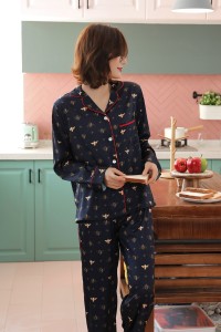 Bee silk pajamas ladies open spring and summer thin