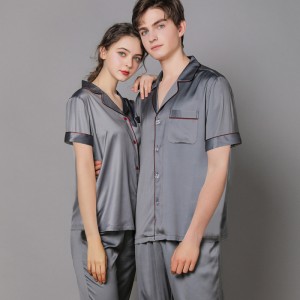 Youhottest Couple summer ice silk thin short-sleeved 2021 mulberry silk silk pajamas