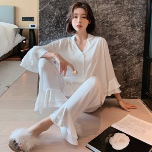 Ice silk pajamas ladies spring and autumn thin style 2021 new home service suits