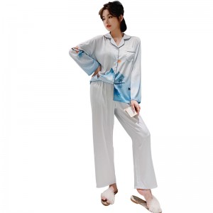 Pajamas women spring and autumn ice silk long-sleeved two-piece Chinese style national tide suit