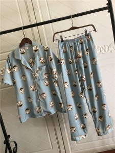 Youhottest Silk Pajamas For Women Satin Short Sleeve Pajamas Sets Tun-down Collar Top+Long Pants Sleepwear