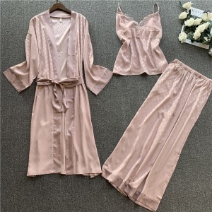 Youhottest Silk Pajamas Sets Women Sexy Robers 3-piece Suits Women Spaghetti Straps Top+Pants