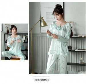 ce silk pajamas women thin long-sleeved princess sweet silk home service set