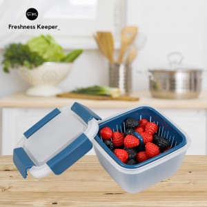 Leak Proof Square Berry Keeper Container with S...