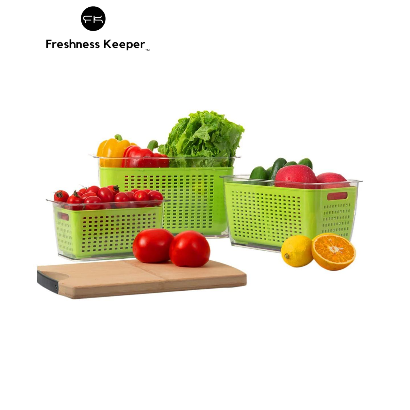 Multifunctional Draining Crisper Fresh Vegetable Fruit Storage Containers for Refrigerator