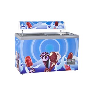 258L Kromme Glass Door Ice Cream Freezer Mei Light Box