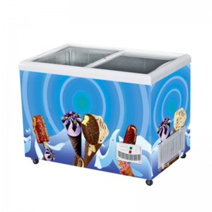 Congelatore per gelato commerciale con porta in vetro di tipo orizzontale 328L