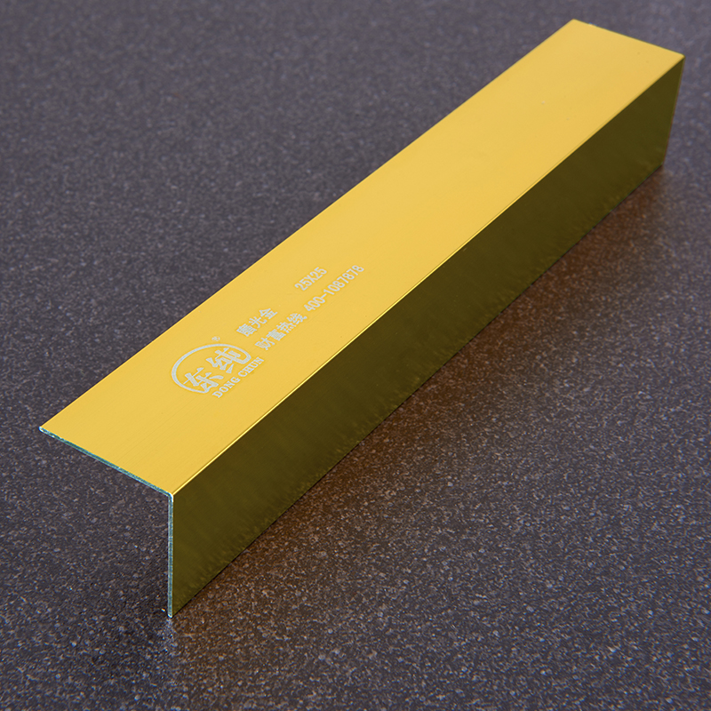 Aluminiowa listwa wykończeniowa do płytek, prosta krawędź w kształcie litery V, anodowane złoto 25X25