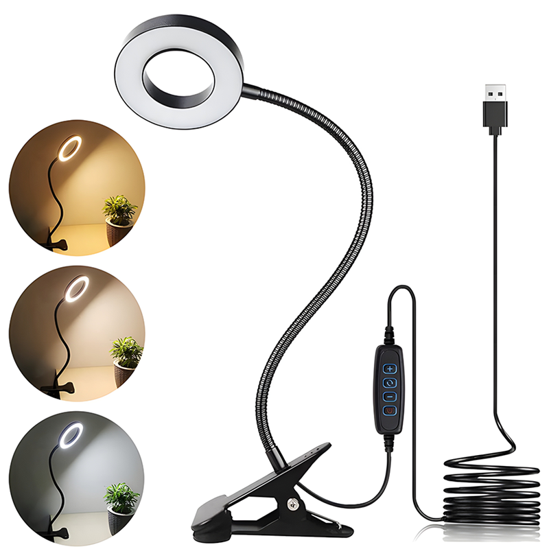 Flexibele LED-lamp voor het kweken van planten USB-draadschakelaar Bediening LED-klemlamp Bureaulamp Uitgelichte afbeelding