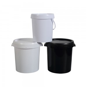 ຂາວ ແລະດຳ ແບບກຳນົດເອງ 18L/20L/33L Plastic Temper Bucket Evident Round Bucket