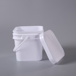 Material PP Recipiente pătrate din plastic alb de 3,5 l cu mâner și capac
