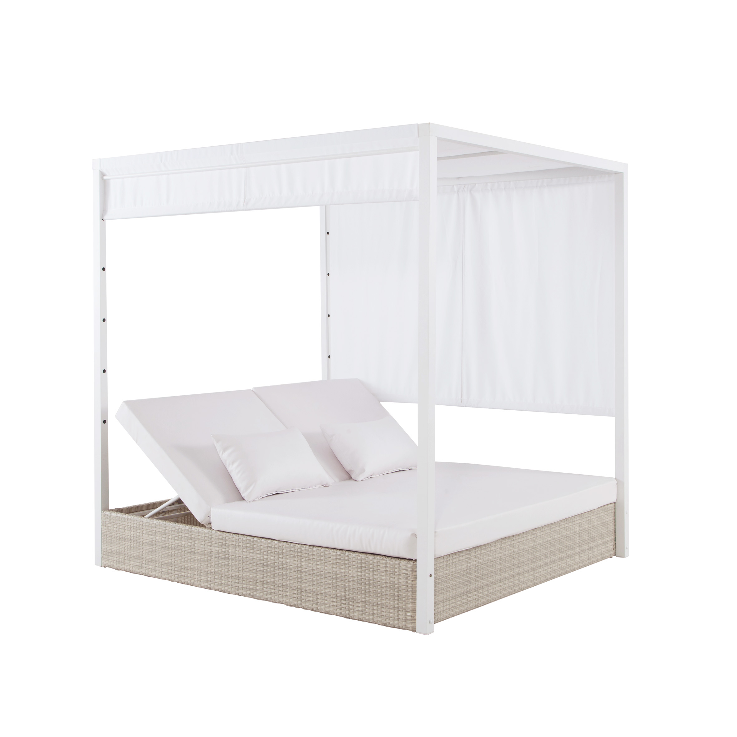 Angel rattan daybed with curtain Featured Image