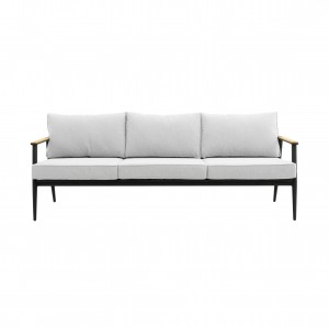 Borea aluminiowa.Sofa 3-osobowa (podłokietnik z drewna tekowego)