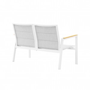 Luca textile 2-seat sofa (Teak armrest)