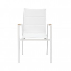 Luca textile dining chair (Teak armrest)