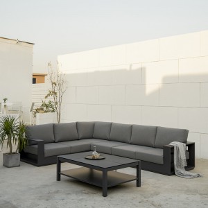 Outdoor aluminum combination corner sofa with cushion (Raja)