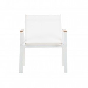 Snežno bel tekstilni stol za prosti čas (Poly Wood）