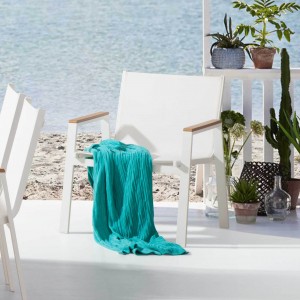 Snježno bijela tekstilna stolica za slobodno vrijeme (Poly Wood)