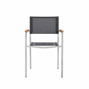 Hills textilene dining chair (Teak armrest)