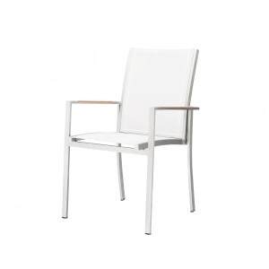 Haig textilene dining chair (Teak armrest)