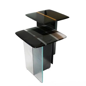 Printing Glass Small Side Table
