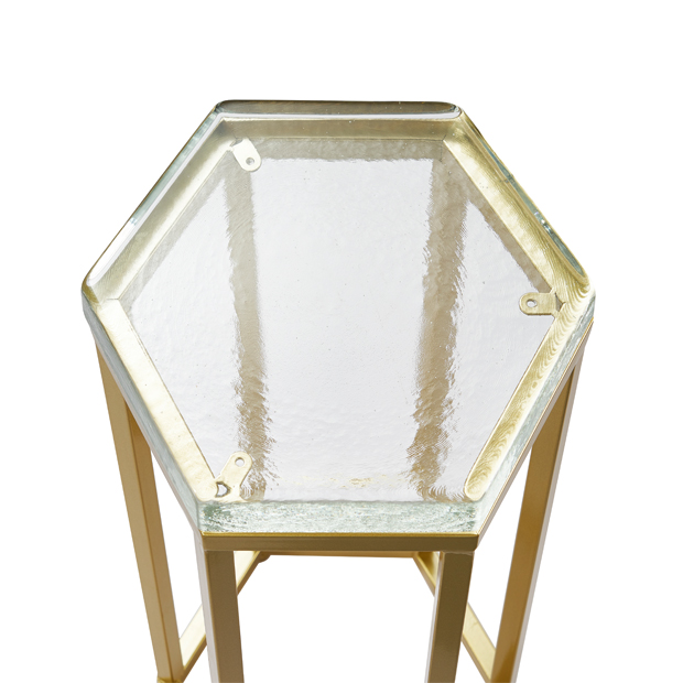 Hexagon glass accent table