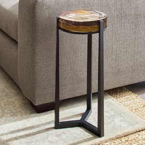 12″ ROUND ACCENT TABLE AMBER GLASS TOP