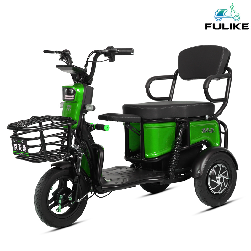 FULIKE වැඩිහිටි විදුලි EV බැටරි බලයෙන් ක්‍රියාත්මක වන E Trike Tricycle with Basket Roof