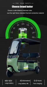 2023 Hot Selling Ny Energi Högkvalitativ Hållbar Fritidstrehjuling 48V/60V 500W Motorer Aluminiumlegeringsram elektrisk lasttrehjuling